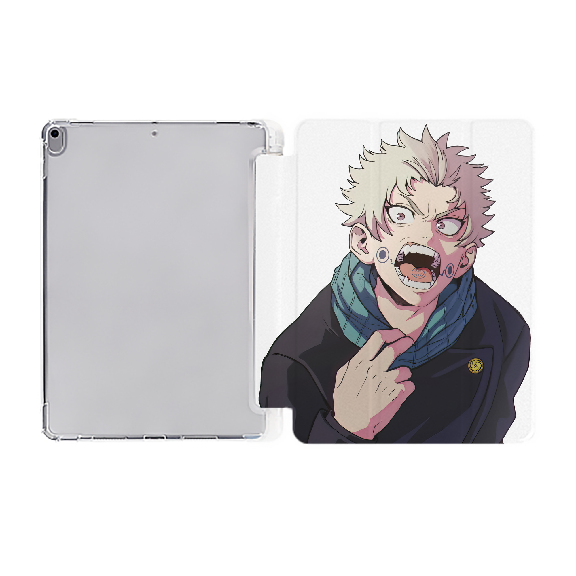 （画像用） 呪術廻戦 Jujutsu Kaisen IPad ケース ペン収納付き 三つ折りスタンド PUレザー×シリコン 対応機種9.5/10.5/10.9インチ